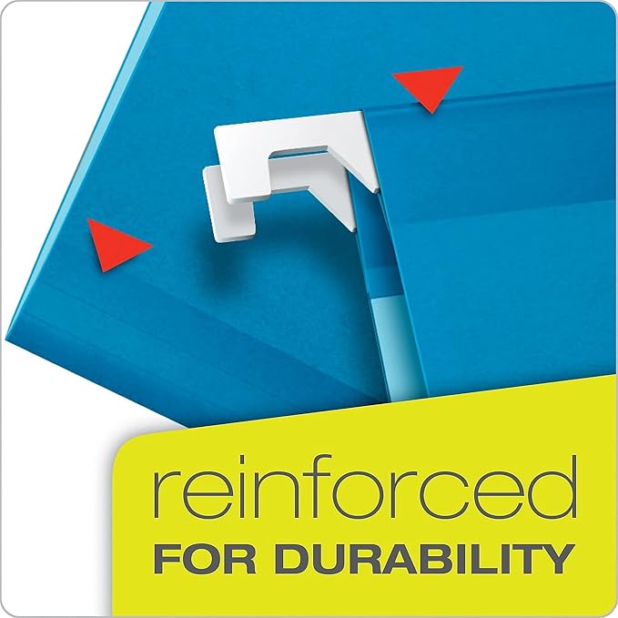 Pendaflex Ready-Tab Reinforced Hanging Folders, Letter Size, Assorted Colors, 5 Tab, 25/BX (42592)