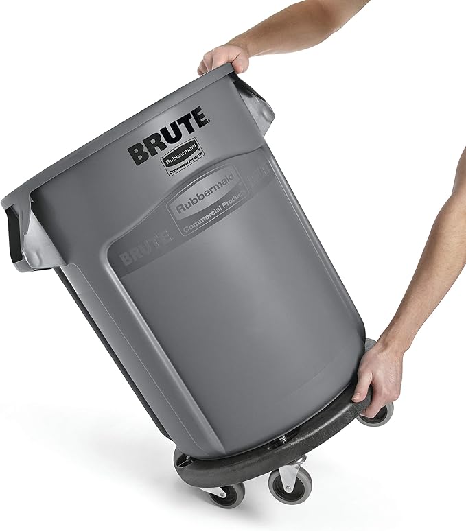Rubbermaid Commercial Products Brute Twist on/Off Round Dolly, Black, Use with BRUTE Trash Can, Pack of 2