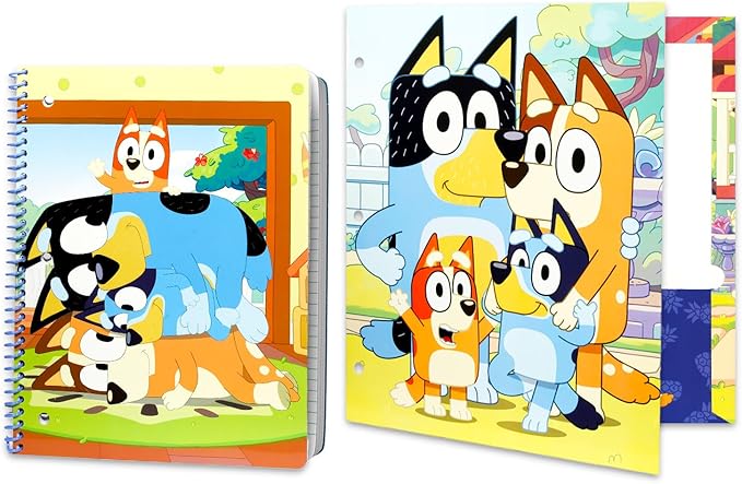 Bluey School Supplies Set - Bundle with Folder, Notebook, Memo Pad, Pencils, Ruler, Stickers, More | Bluey and Bingo Back to School Classroom Set