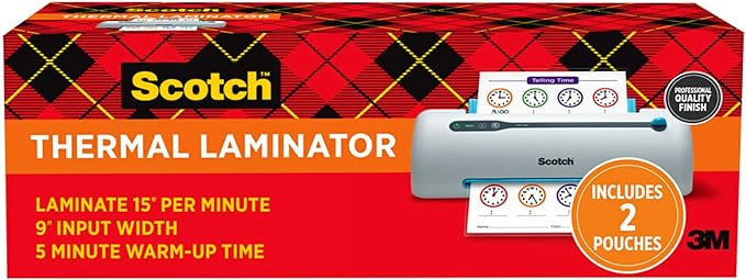 Scotch PRO TL906 Thermal, Laminator Machine, 1 Laminating Device, White/Blue, Laminate Recipe Cards, Photos, Documents, for Home, Office, or School Supplies, 9 in