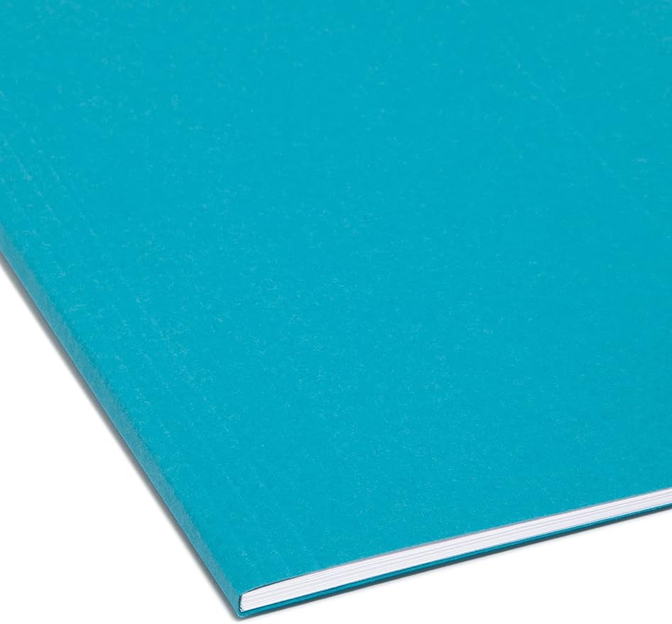 Smead Colored Hanging File Folder with Tab, 1/5-Cut Adjustable Tab, Letter Size, Teal, 25 per Box (64074) (Pack of 1)