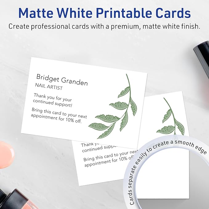 Avery Printable Rectangle Cards, Sure Feed Technology, 5" x 7", Matte White Cardstock, Laser/Inkjet Printable, 20 Total, Great for Invitations and Thank You Messages