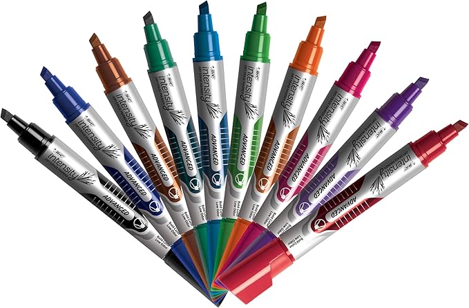 BIC Intensity Advanced Colorful Dry Erase Markers, Chisel Tip, 24-Count Pack of Assorted Colors, Whiteboard Markers for Teachers and Office Supplies