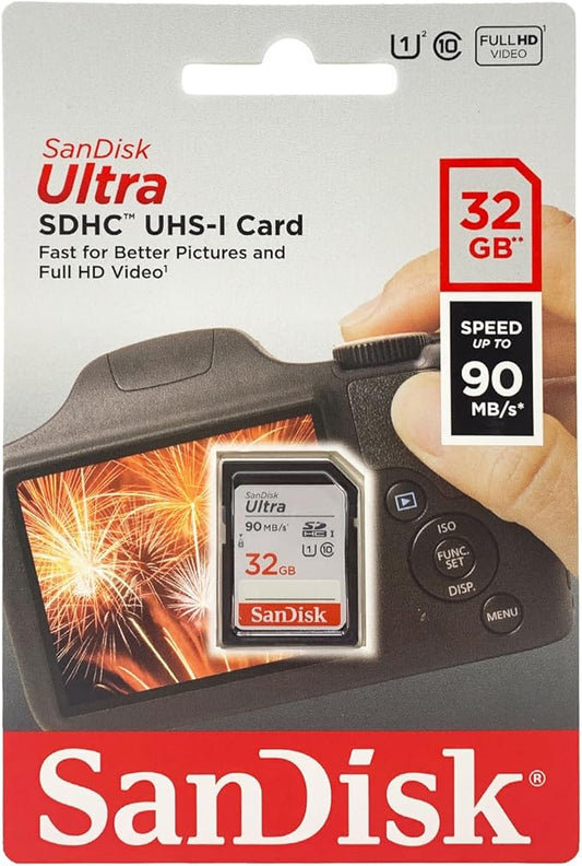 SanDisk 32GB Ultra SDHC UHS-I Memory Card - 90MB/s, C10, U1, Full HD, SD Card - SDSDUNR-032G-GN6IN