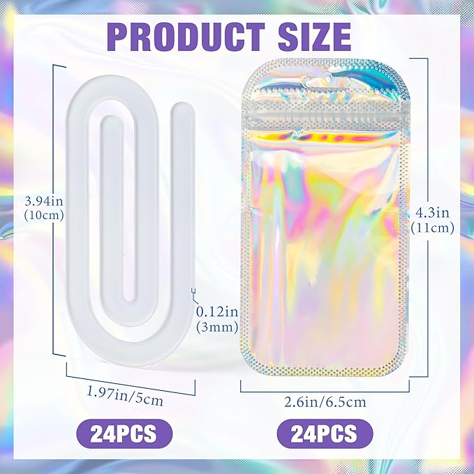48 Pack Acrylic Sublimation Paper Clips Blanks, 4" X 2" 24Pcs Jumbo Sublimation Paper Clips with 24Pcs Gift Bags Personalized Paperclips Bookmark for DIY Crafts, Home Office School Supplies