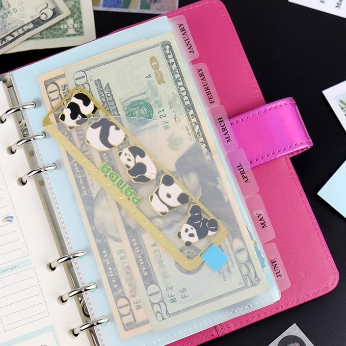 NatSumeBasics 6 A6 Cash Envelopes Frosted 0.3mm PP A6 Binder Pocket Dividers with Label Sticker for 6 Ring Budgeting Planner Inserts Supplies Accessories (6 Frosted)