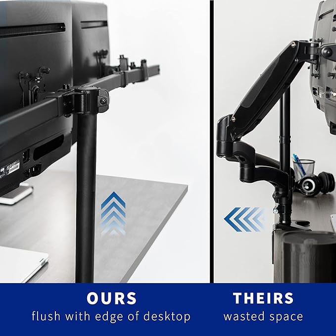 VIVO Triple Monitor 21.5 to 27 inch LED LCD Clamp-on Desk Mount, Flush to Wall, Heavy Duty Articulating Computer Stand, Holds 3 Screens, for Home Office Workstation, Black, STAND-V103C