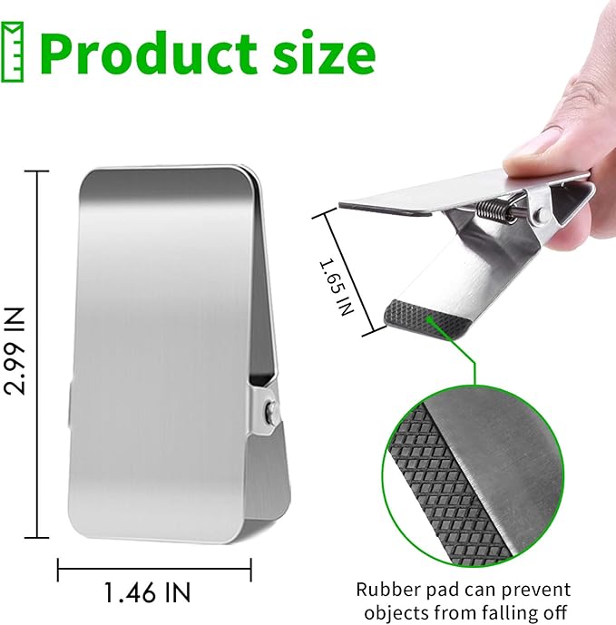 Stainless Steel Chip Clips,Long Heavy Duty Chip Clip for Record Text,DIY Clips for Office Kitchen School,for Paper/Food/Photo/File (6Pack),BURLIHOME