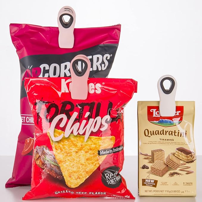 Chip Clips Bread Clips Bag Clips Magnetic Clips Chip Clip Chip Clips Bag Clips Food Clips Clips for Food Packages Chip Bag Clip (10pcs Pink)