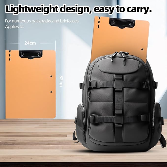 Clipboard Folder, 2 Pcs A4 Foldable Clipboard with Horizontal and Vertical Double Metal Clips, 360 Degree Foldable Binder Clipboards with Pen Holder, File Cover Work Folder Clipboards, Orange