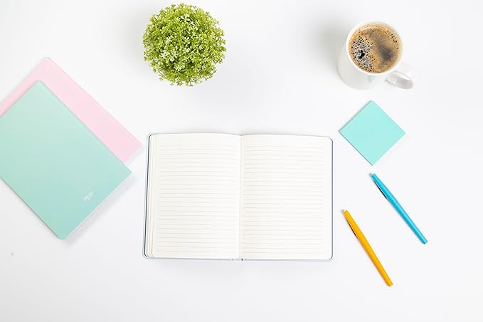 Pearhead Hardcover Journal Notebook 6x8 – Blue Swan College-Ruled Writing Journal with 200 Lined Pages for Notes, Work & Journaling