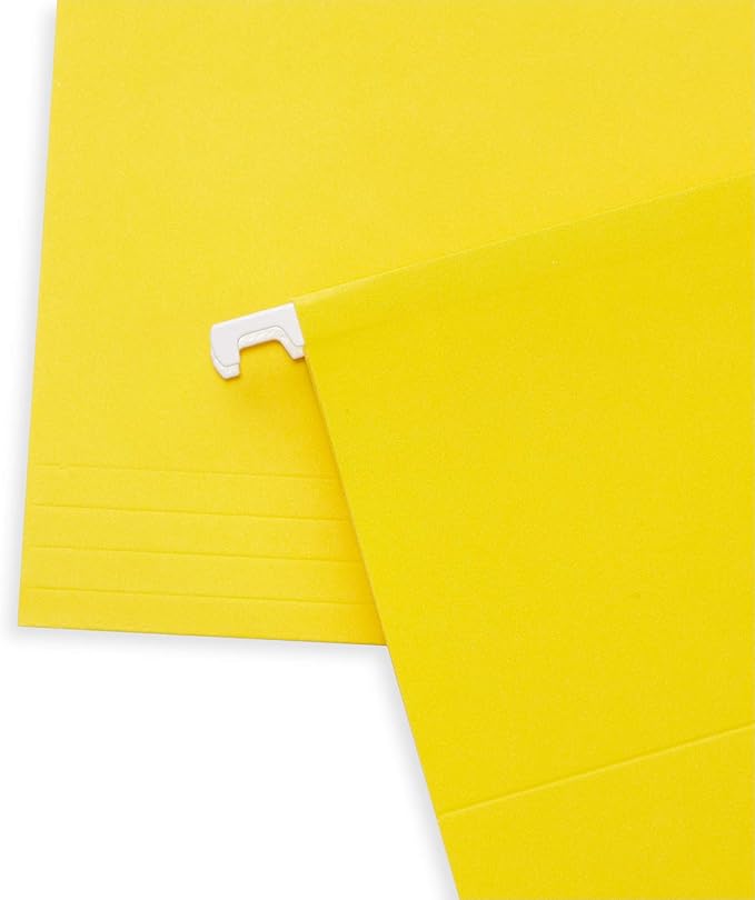 Blue Summit Hanging File Folders, Letter Size, Yellow, Great for Organizing and Easy File Storage, 50 Per Box