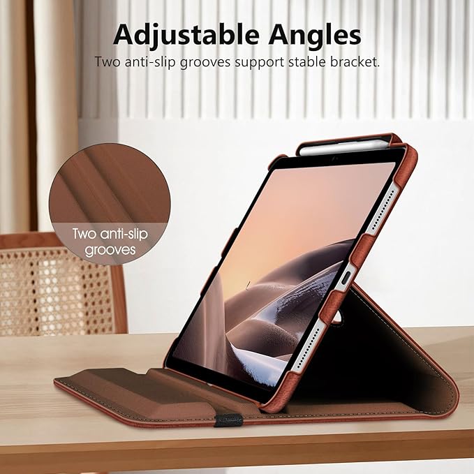 Fintie Rotating Case for iPad (A16) 11th Generation 11 Inch (2025), iPad 10th Generation 10.9 Inch (2022) - [Built-in Pencil Holder] 360 Degree Rotating Protective Stand Cover, Brown
