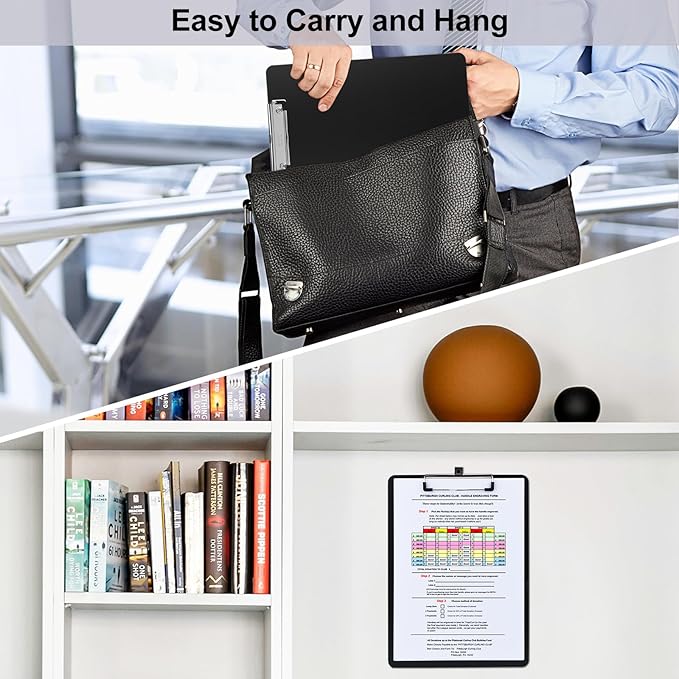 ZCZN Metal Clipboards, 2 Pack Heavy Duty Aluminum Clipboards 12 x 9 Inches, A4 Letter Sizer Document Holder with Low Profile Clip, Suitable for School, Office, Jobsite or Medical Staff, Black