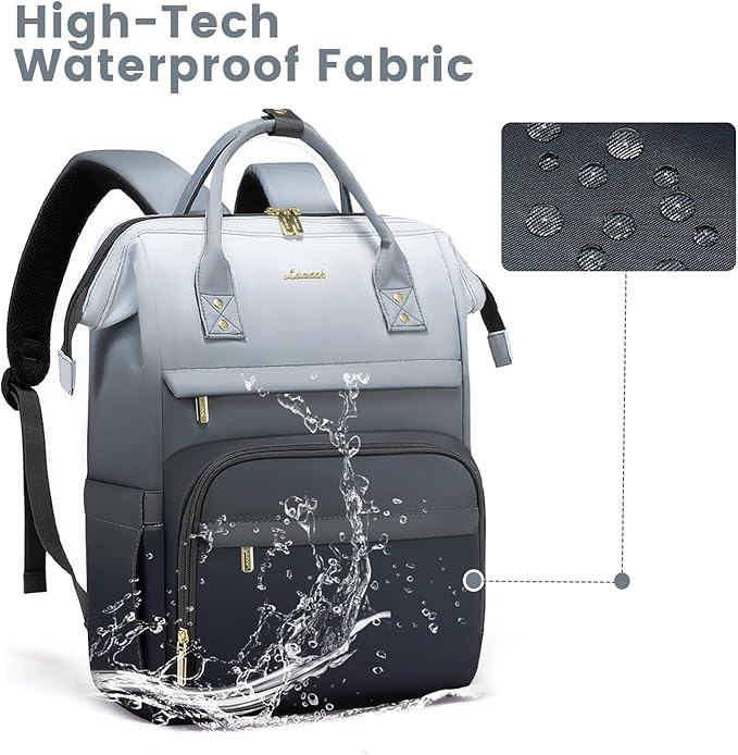 LOVEVOOK Gradient Laptop Backpack for Women,15.6 Inch Work Computer Bakcpack Purse Laptop Bag With Anti-Theft Pocket,Waterproof Carry on Teacher College Backpack for Travel,Black-White-Gray