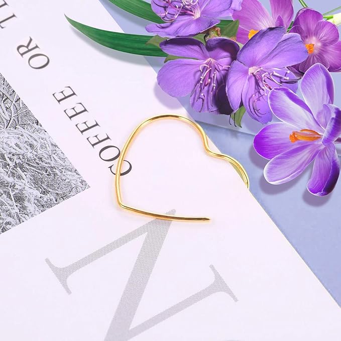 Cute Metal Heart Paper Clips: Love Shape Gold Binder Paperclips Mini Bookmark 100Pcs Document Note Sorting Organizer for Wedding Decorative Office Supplies