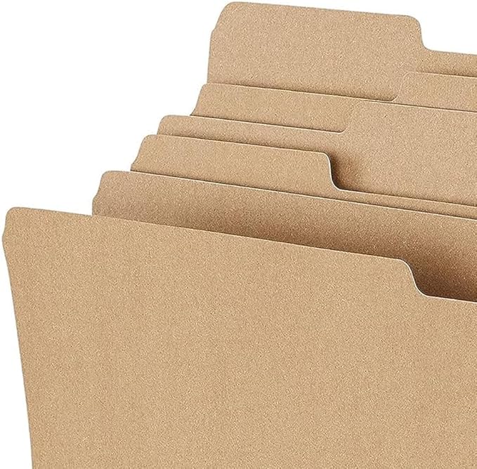 Staples Colored File Folders, Letter Size, 3‑Tab Top‑Tab Design, Kraft, Durable Paper Stock, 100/Pack