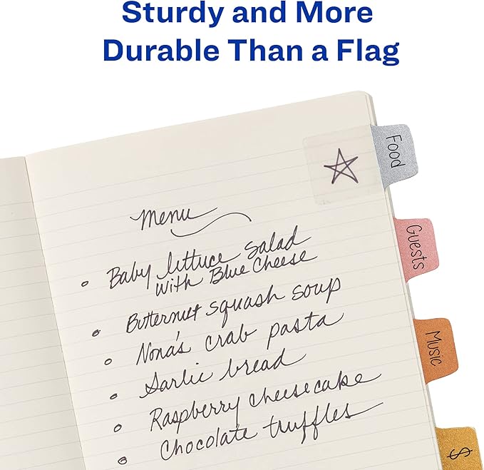 Avery Mini Ultra Tabs, 1" x 1.5", 2-Side Writable, Assorted Metallic Colors, 40 Repositionable Tabs (74785)