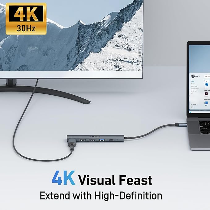 Acer 5 in 1 USB C Hub Bundle with USB C to Ethernet Adapter