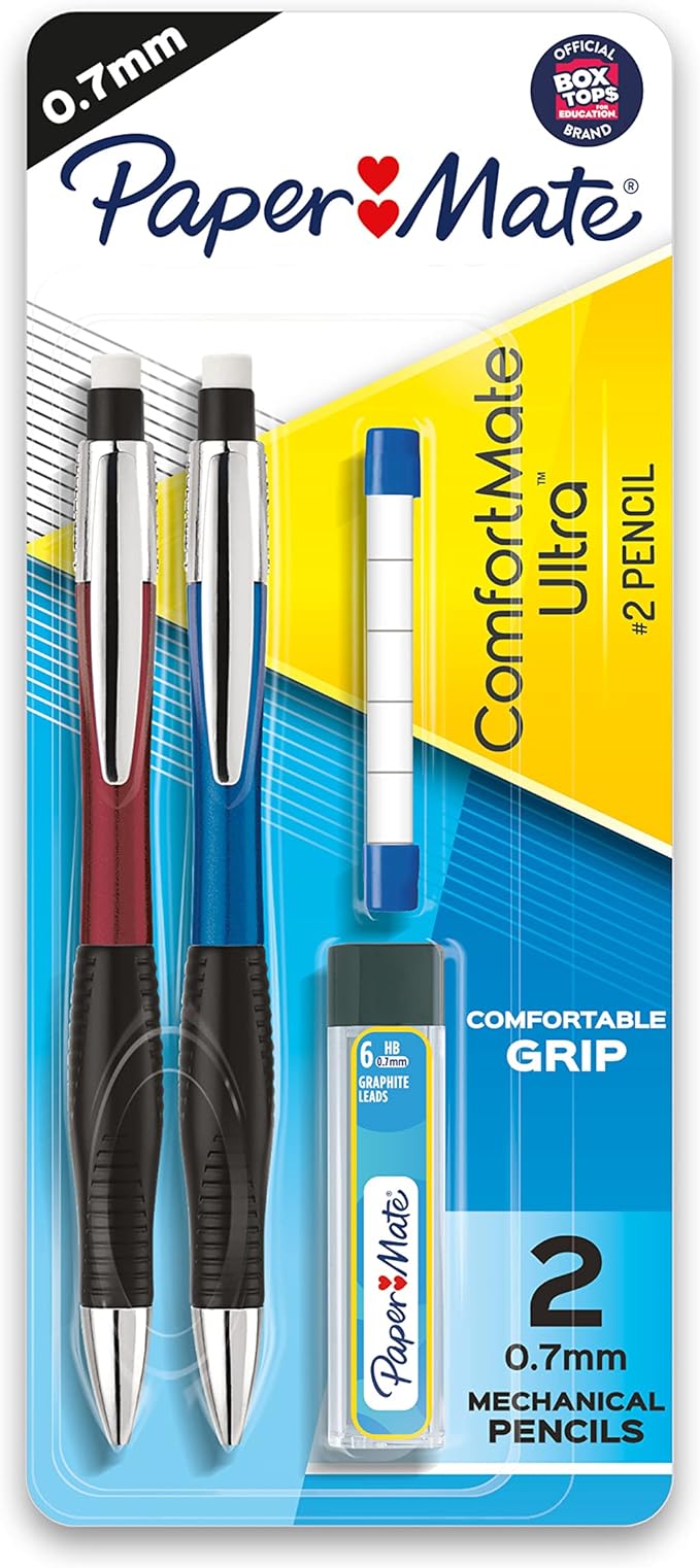 Paper Mate Comfort Mate Ultra Mechanical Pencil Set, 0.7mm, HB #2, Assorted Colors, 2 Count