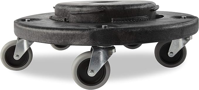 Rubbermaid Commercial Products Brute Twist on/Off Round Dolly, Black, Use with BRUTE Trash Can, Pack of 2