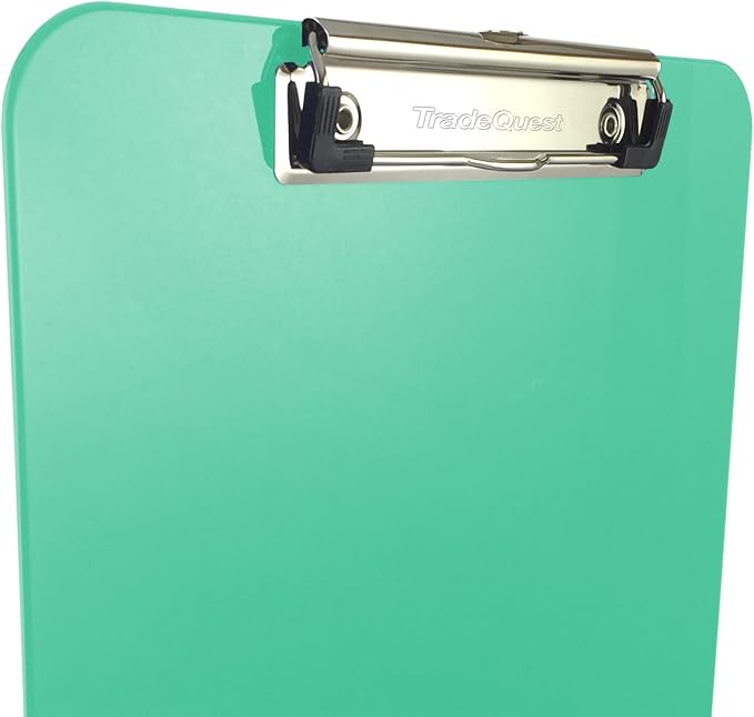Trade Quest Plastic Clipboard Opaque Color Letter Size Low Profile Clip (Pack of 6) (Sea Green)