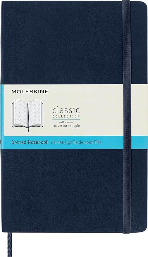 Moleskine Classic Notebook, Soft Cover, Large (5" x 8.25") Dotted, Sapphire Blue, 192 pages