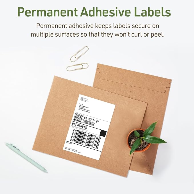 Avery EcoFriendly Recycled Shipping Labels, 5.5" x 8.5" Half-Sheet Labels, White, Permanent Adhesive, Laser & Inkjet Printers, 20 Total, Great for Mailing, Product Merchandising, and More (48808)
