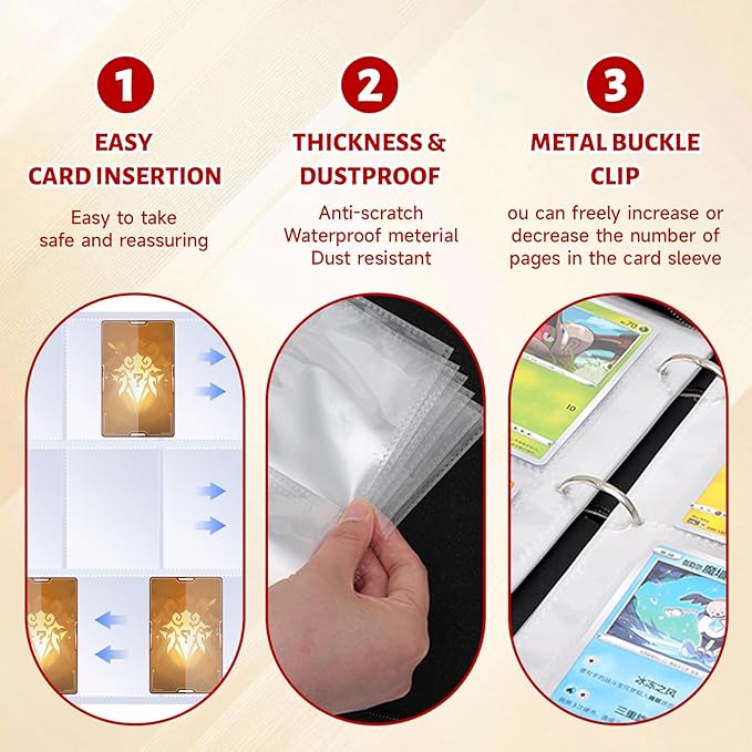 Trading Card Binder 9-Pocket Baseball Design Card Album with 50 Removable Sleeves, Holds 900 Cards, Sports & Game Collectible Card Holde