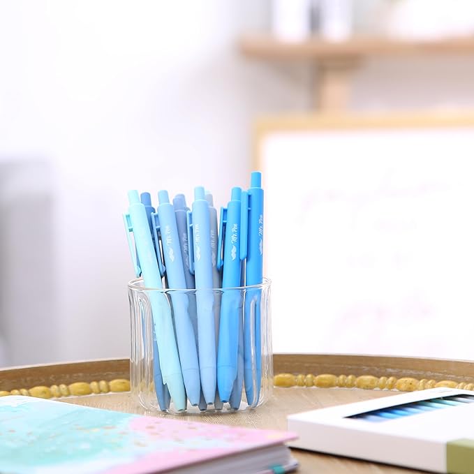 Mr. Pen- Retractable Gel Pens, 12 Pack, Black Ink, Sky Blue Barrel Gel Pens Fine Point 0.5mm, Fine Tip