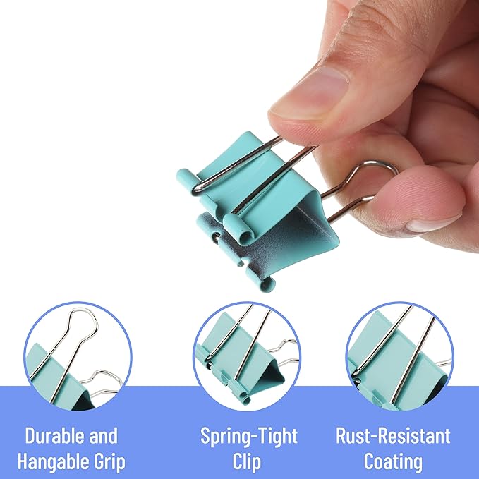 Mr. Pen- Binder Clips, 1.25 inch, 25 Pack, Colored Colored Binder Paper Clips Medium Size, Paper Clamps for Office Supplies, Home, School, Business, Document Organizing