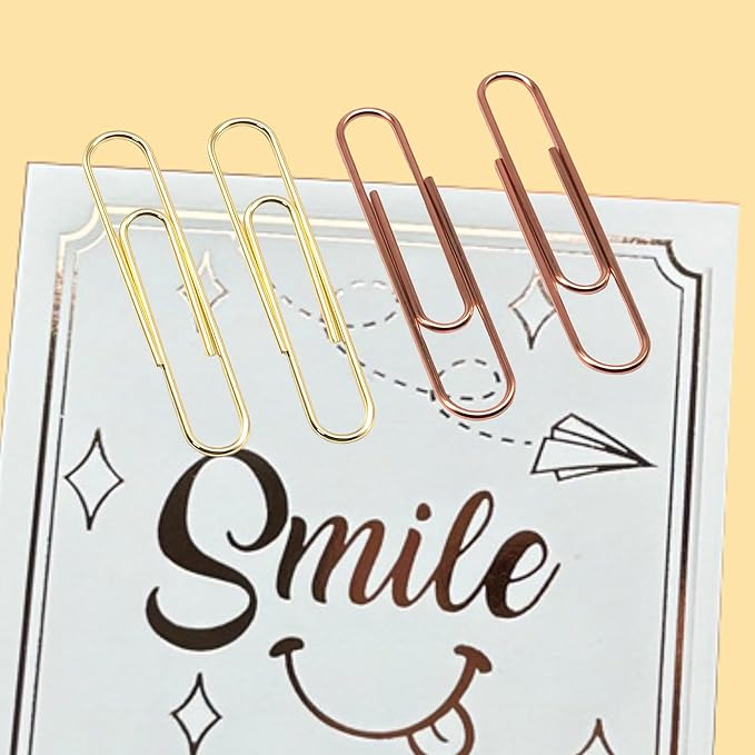 2 Inch Paper Clips-30 Pcs Large Metal Paperclips for Office & School Organization, Party/Wedding Decor, DIY - Gold & Rose Gold (U-Shaped)
