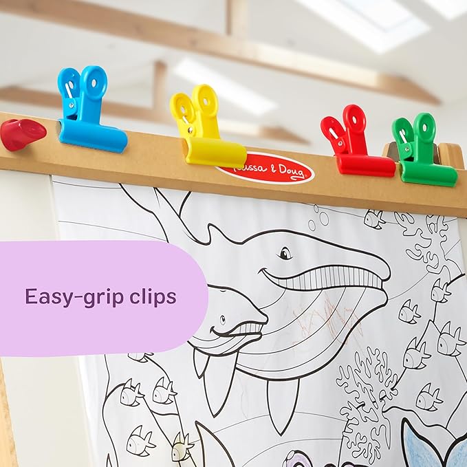 Melissa & Doug Deluxe Wooden Art Easel for Kids with Dry-Erase Board, Chalkboard & Drawing Paper Roller, Folding Double-Sided Toddler Easel, Preschool Learning Toys for Girls & Boys Ages 3+