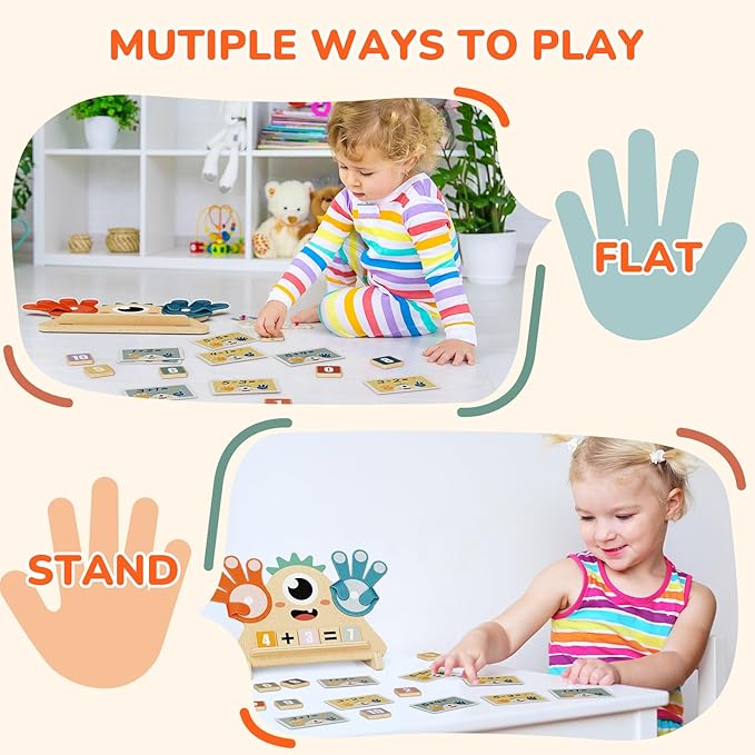 Montessori Toys for 3 4 5 Year Old, Preschool Learning Toys for Toddlers, Finger Math Number Counting Blocks for Kids, Educational Math Manipulatives for Boys Girls Birthday Gifts