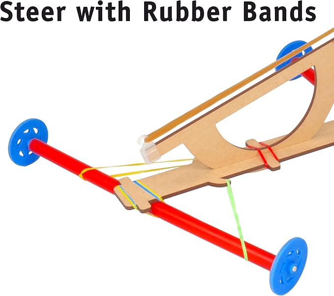 Rubber Band Propeller Car Kit (10 Pack) – DIY STEM Activity for Kids, Complete Science & Engineering Project for Kids, Classroom Bulk Set, Ages 8 and up
