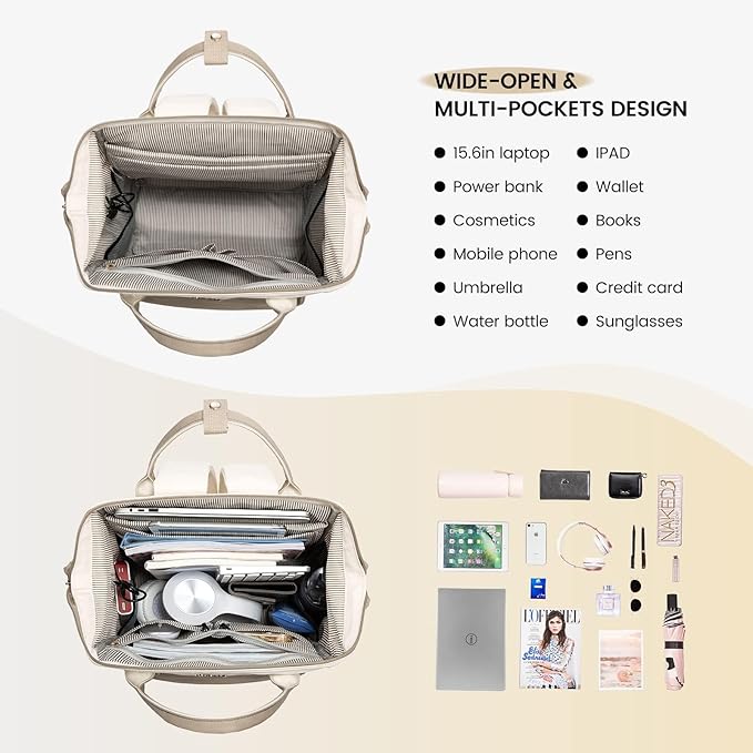 LOVEVOOK Laptop Backpack for Women, 18 Inch Work Teacher Nurse Bag, Large Capacity Business Computer Backpack Purse with USB Port, Stylish Casual Daypack for Travel