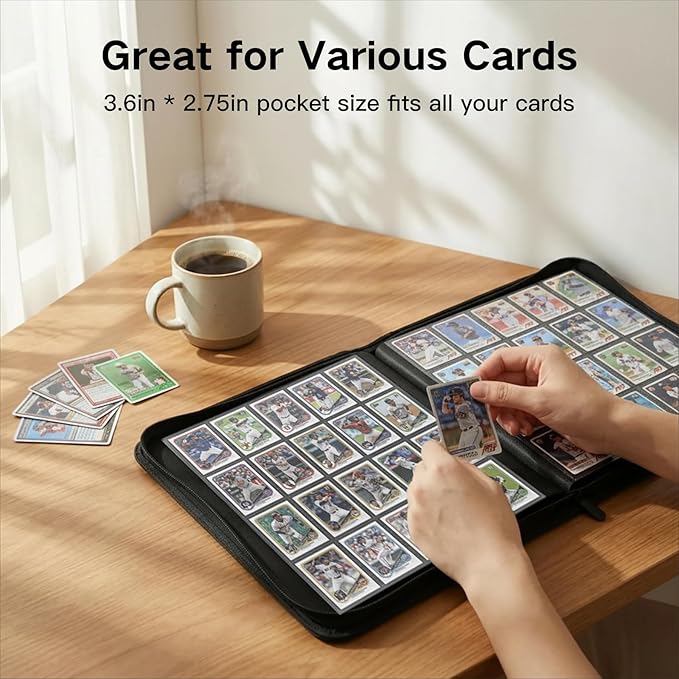 1280+ Cards 20 Pocket Card Binder Collector Card Album Trading Card Binder Ringless Trading Card Album Side Loading Compatible with TCG, Game & Sports Cards (Black)