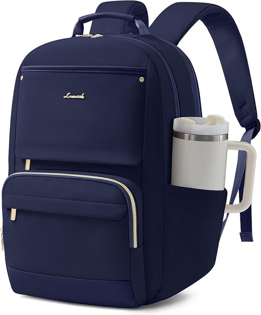 LOVEVOOK Laptop Backpack for Women with Large Capacity Cup Pocket, 15.6 inch Work Purse Travel Bag for Teacher Nurse, Waterproof Computer Business Back Pack, Cute Bookbag for School College, Blue