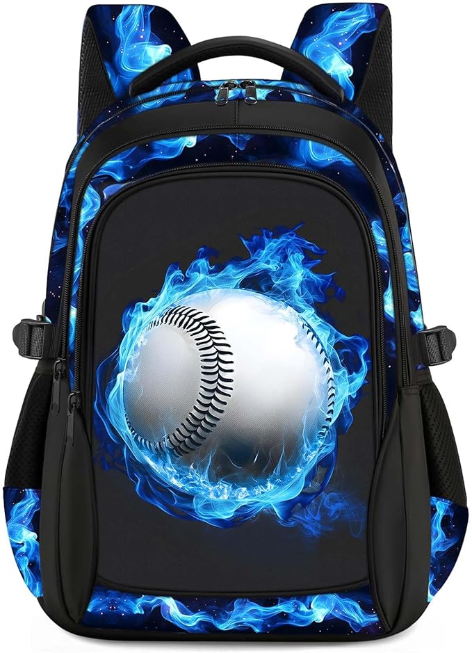 Kids Backpack for Boys - Baseball Boys Backpacks for Kids Teens Elementary Middle School, 17″ Large Capacity Students Bookbag, Perfect for Travel and School