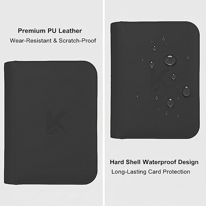 336 Card Binder, 4-Pocket Zipper Binder for Trading Cards, Side Loading Water-Resistant Album for MTG, TCG & Sports Cards (Black)