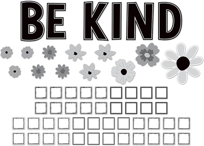 Teacher Created Resources Black and White Floral Be Kind Bulletin Board (TCR6801)