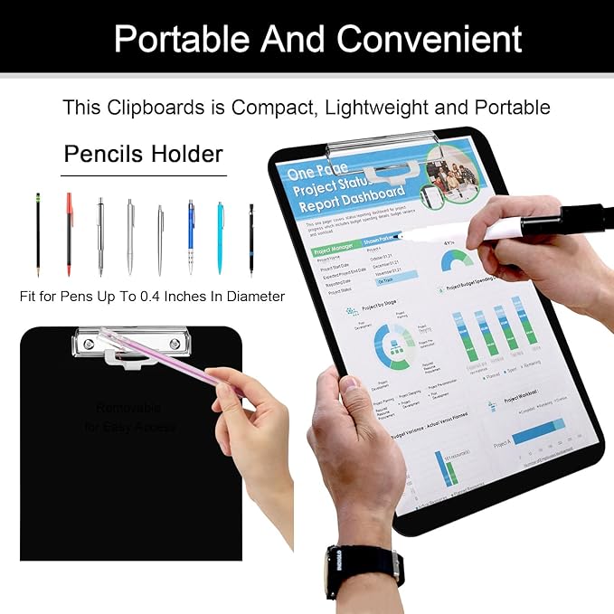 1 PCS A4 Clipboards,Plastic Clipboard with Pen Holder,Clip Boards 8.5x11 with Low Profile Clip,Cute Hanging Clipboard for School Office Supplies Clipboards for Kids,Portable Clip Board for Nurse