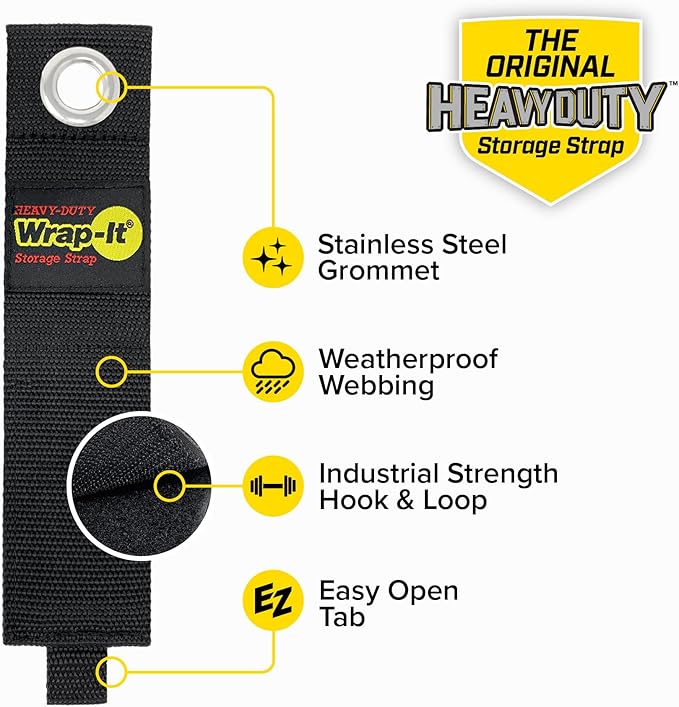 Heavy-Duty Wrap-It Storage Straps (Assorted 6 Pack) - Garage Storage Extension Cord Management Cable Straps for RV Accessories and Shed Organizer