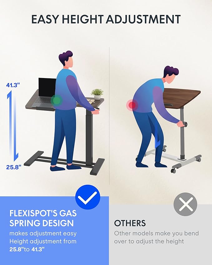 FLEXISPOT H7 Flex Adjustable Height C-Shaped End Table Split Tilting Top Mobile Side Table for Sofa & Bedside, Slides Under Furniture, Hidden Wheels for Small Spaces(31.6" W x 15.7" D,Dark Walnut)