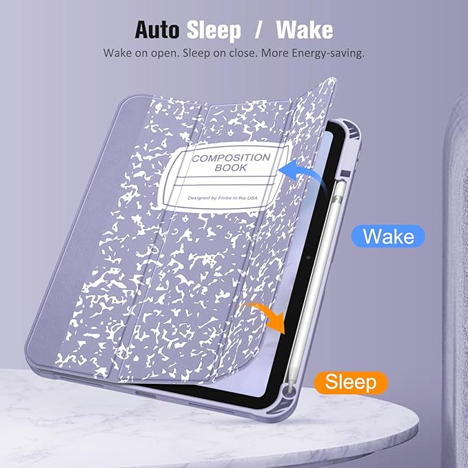 Fintie SlimShell Case for iPad (A16) 11th Generation 11 Inch (2025), iPad 10th Generation 10.9 Inch (2022) - Flexible Soft TPU Stand Back Cover with Pencil Holder, Composition Lilac