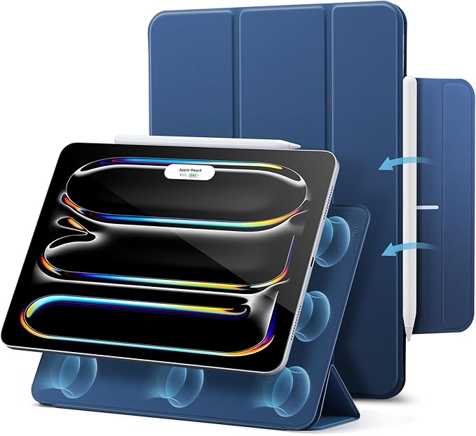 ESR for iPad Pro 13 Inch Case (M5/M4) 2025/2024, Powerful Magnetic Attachment, Slim Trifold Stand Case, Supports Pencil Pro & Pencil(USB-C), Auto Wake/Sleep, Rebound Series, Navy Blue