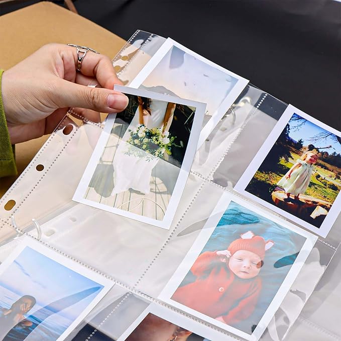 Mogoostry A4 Clear Sheet Protectors 6 Pockets Binder Sleeves 20 Sheets 11 Holes Top Open Photocard Refill Page Protector