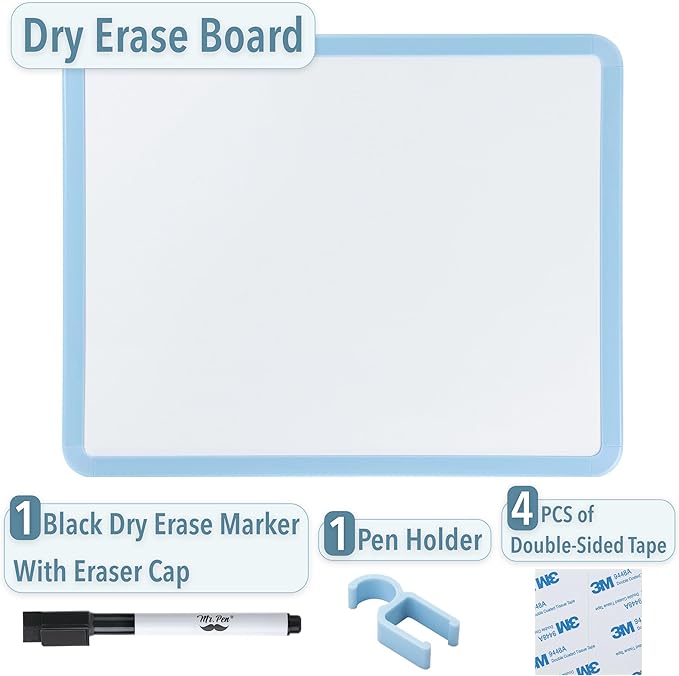Mr. Pen- Dry Erase Board, 14” x 11” with a Black Dry Erase Marker, Small Mini White Board for Students