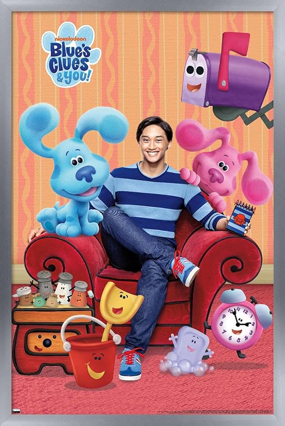 Nickelodeon Blue's Clues - Group Wall Poster, 34L" x 22.4W", Silver Framed Version