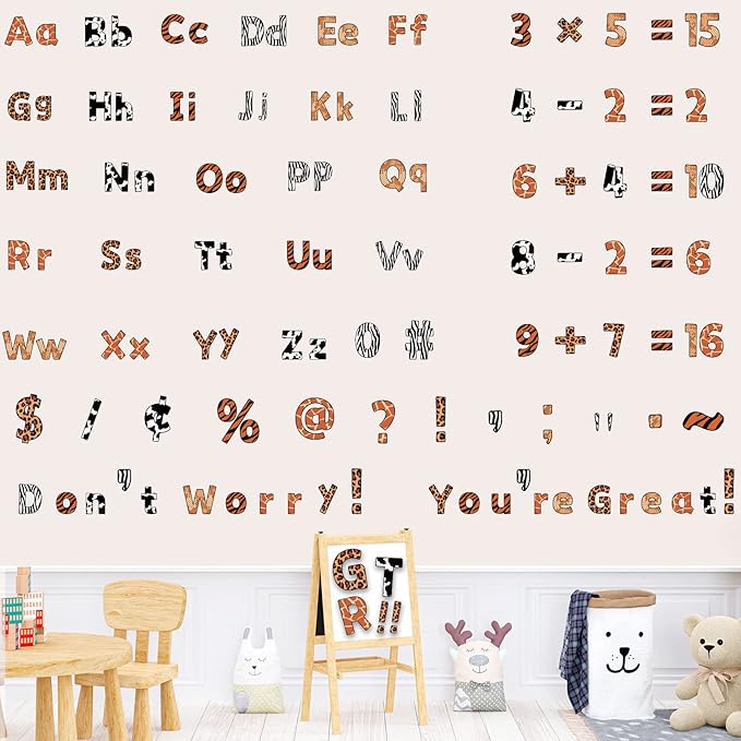 266 Pcs Letters Combo Pack Set Bulletin Board Letters Animal Prints Letters and Number Accents Bulletin Board Display Home School Decor